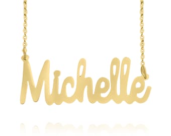 10K - 14K Solid Gold Personalized Name Necklace, Michelle Font