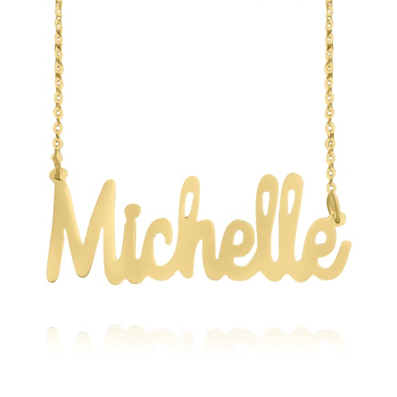 10K 14K Solid Gold Personalized Name Necklace, Michelle Font