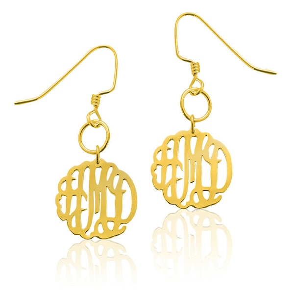 Dangled Monogram Earrings, Silver Monogram Earrings, Personalize it.