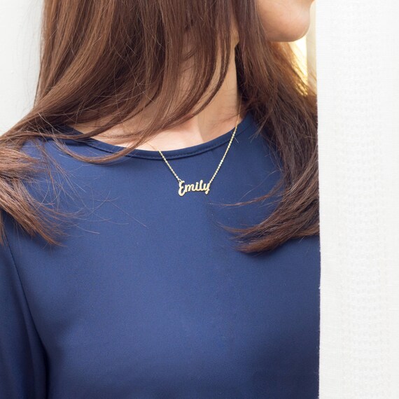 Sterling Silver Name Necklace Emily Font, Choose any name you want!  Personalized Name plate