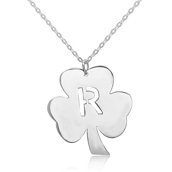 Sterling Silver Personalized Initial Charm Necklace Clover UK