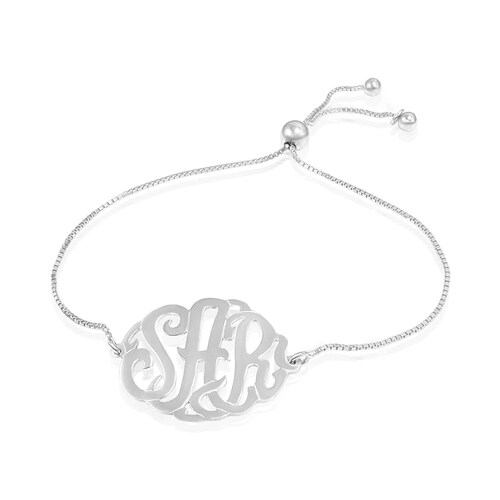 3 Initial Monogram Bracelet Sterling Silver Monogram Etsy