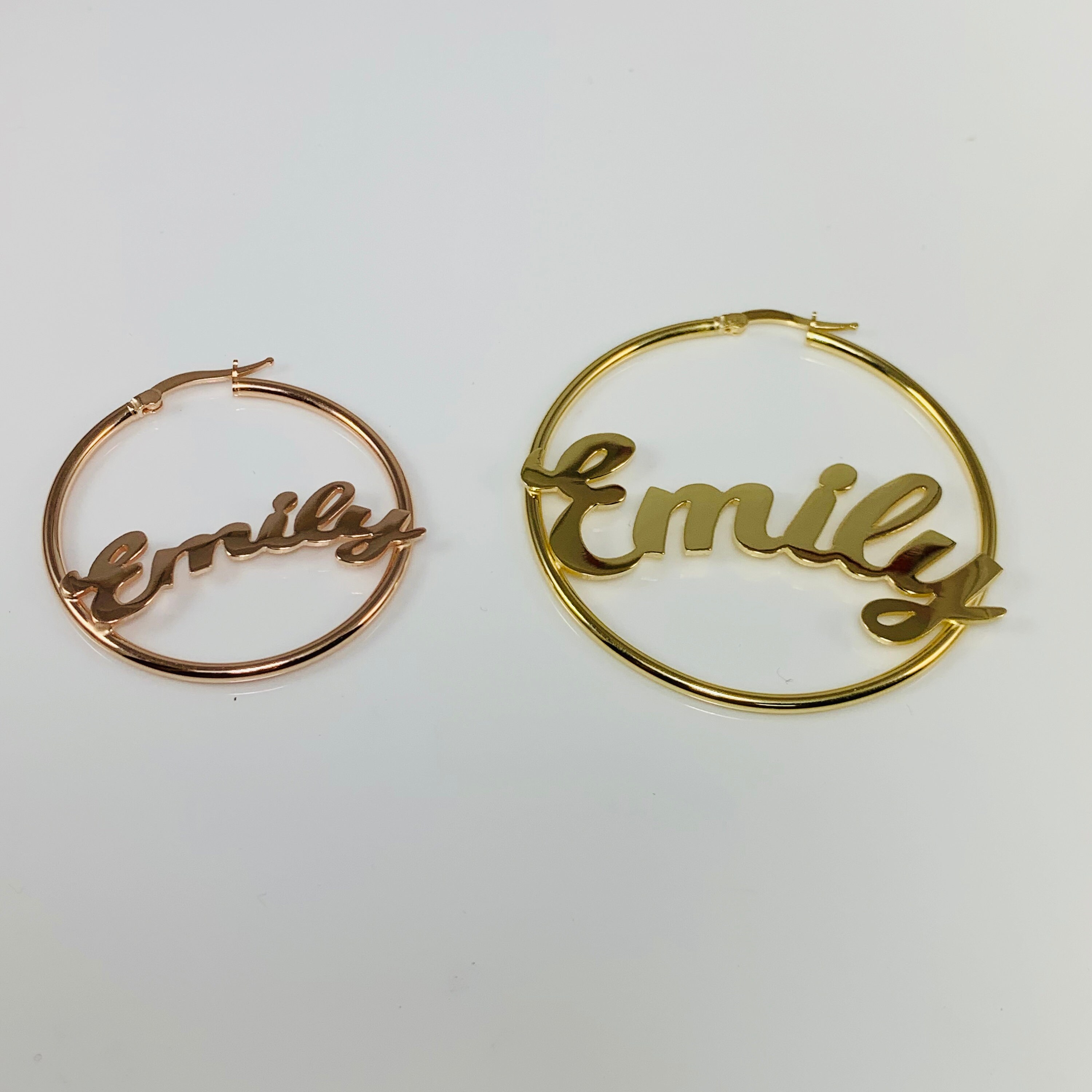 Name Hoop Earrings, Curved Name Sterling Silver Personalized