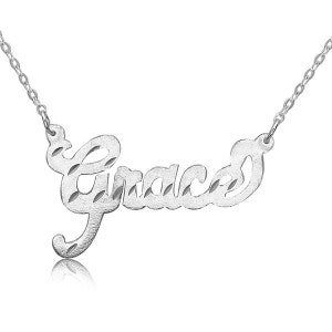 Sterling Silver Name Necklace, Choose any Name, Diamond Cut Finish