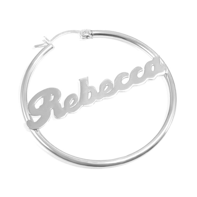 Sterling Silver Personalized Name Hoop Earrings, Choose your name. Customized hoop earrings. image 5