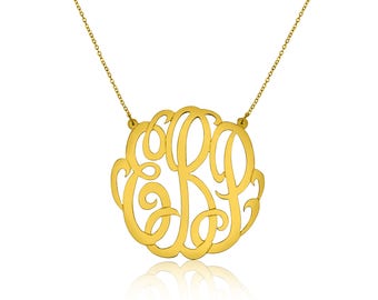 24K Gold Vermeil Monogram Necklace: Personalized Gold Jewelry Gift