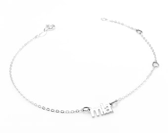 Dainty Silver Name Bracelet, Sterling Silver Hand Made, Personalize with any name!