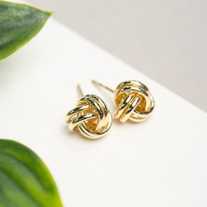 Love Knot Stud Earrings • Trendy and Unique • Available in Silver or 14K Solid Gold • Made with Love by RRJewels •
