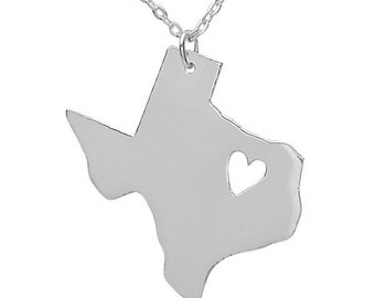 Sterling Silver State Necklace, State Pendant, Map Necklace.