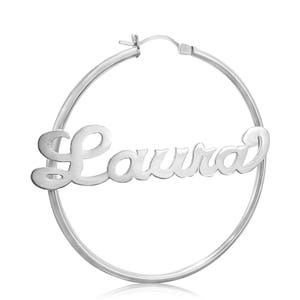 Sterling Silver Personalized Name Hoop Earrings • Classic Round Hoops for Everyday Wear • By RRJewels • Available in Gold Vermeil