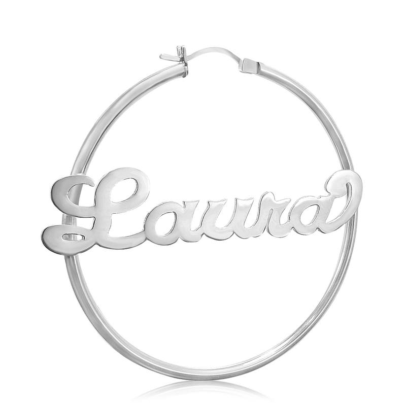 Sterling Silver Personalized Name Hoop Earrings, Choose your name. Customized hoop earrings. image 3