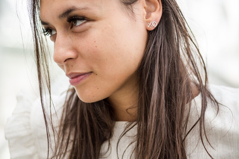 TEXTURE Collection Silver Jewellery Graphic Jewelry Sterling Silver Mini XO Stud earrings Minimalist Jewellery