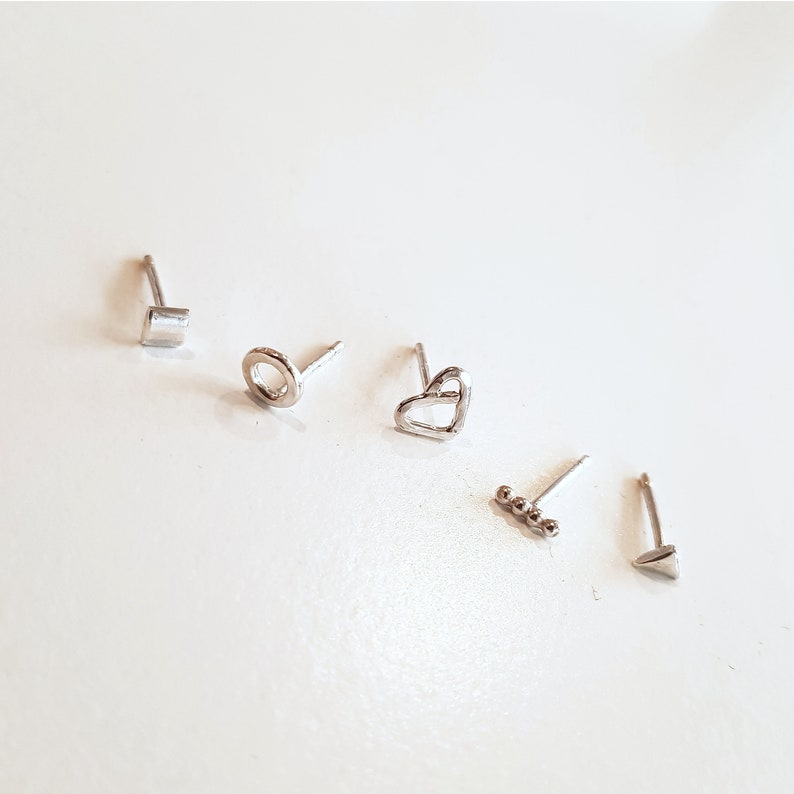Minimalist Silver Earrings MYNY Piercing Earrings Sterling Silver tiny earrings Geometrical Earrings