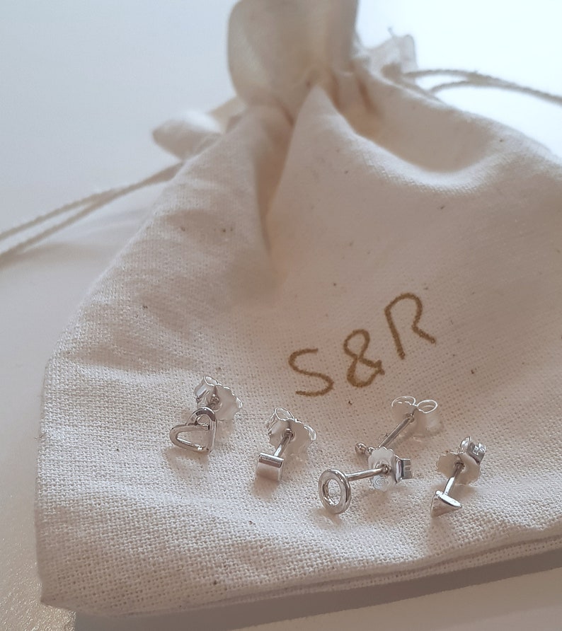 Minimalist Silver Earrings MYNY Piercing Earrings Sterling Silver tiny earrings Geometrical Earrings
