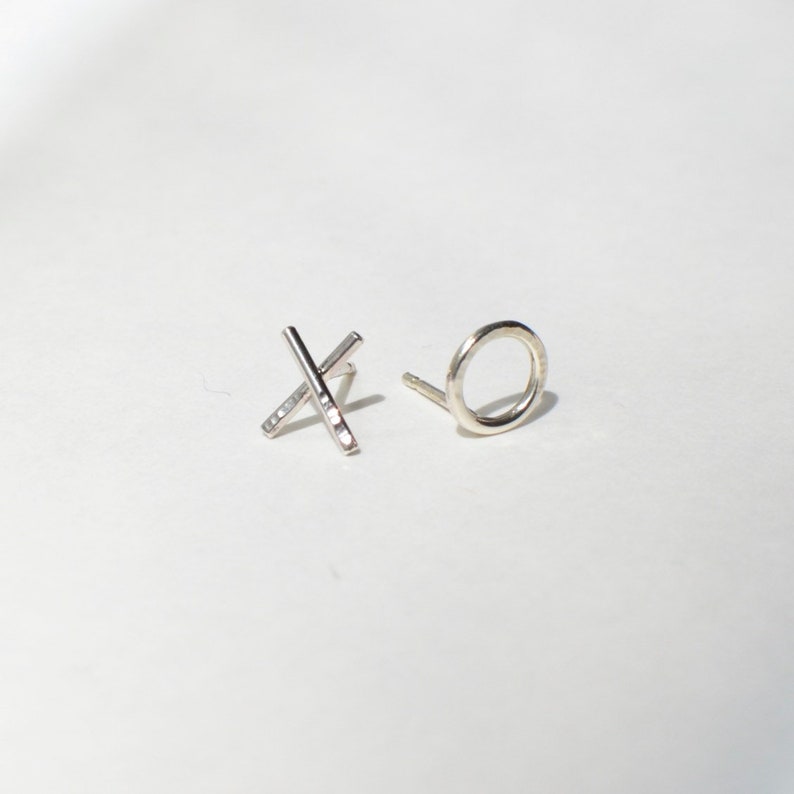 TEXTURE Collection Silver Jewellery Graphic Jewelry Sterling Silver Mini XO Stud earrings Minimalist Jewellery