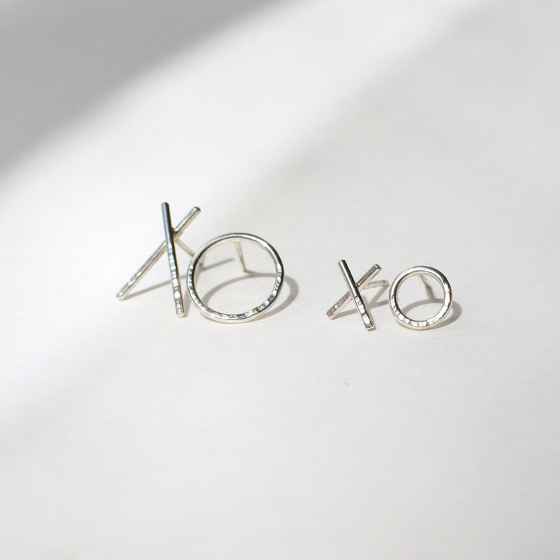 TEXTURE Collection Silver Jewellery Graphic Jewelry Sterling Silver Mini XO Stud earrings Minimalist Jewellery