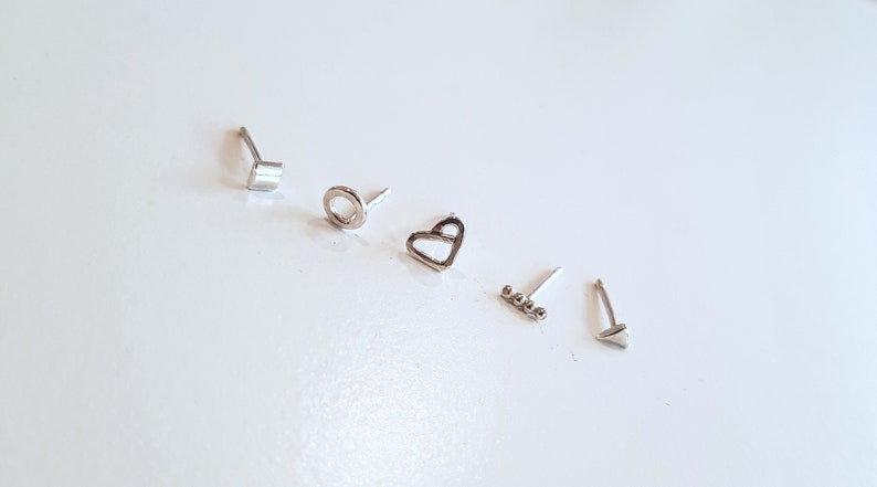 Minimalist Silver Earrings MYNY Piercing Earrings Sterling Silver tiny earrings Geometrical Earrings