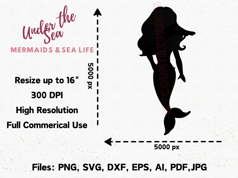 Under the Sea SVG Mermaid Clipart Bundle Cut Files for Cricut, Shark
