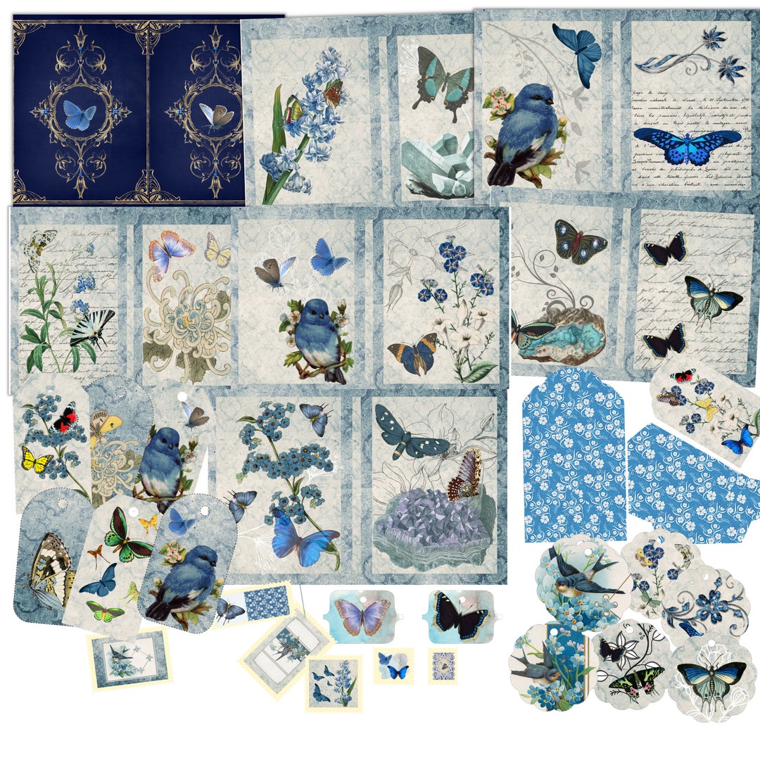 Vintage Butterfly Junk Journal Kit – Printable Ephemera for ...