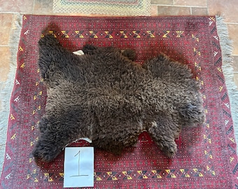 Luscious naturally colored Corriedale lambskin rugs - very soft, machine washable; sheepskin rugs