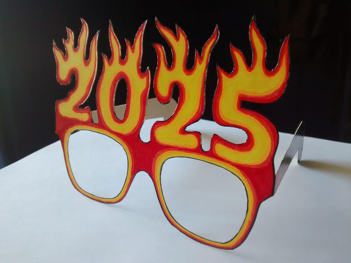 2025 New Year Glasses Printable | Colouring Template | DIY PDF &amp; SVG ...