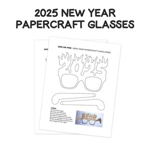 2025 New Year Glasses Printable | Colouring Template | DIY PDF &amp; SVG ...