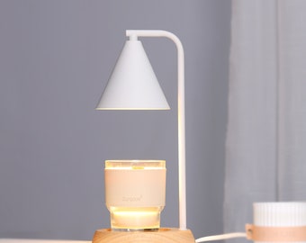 Candle Warmer Lamp with Wood Base, Fit Large and Small Candles and Essential Oils with Dimmer and Timer, Pure and Clean Scent in Minutes