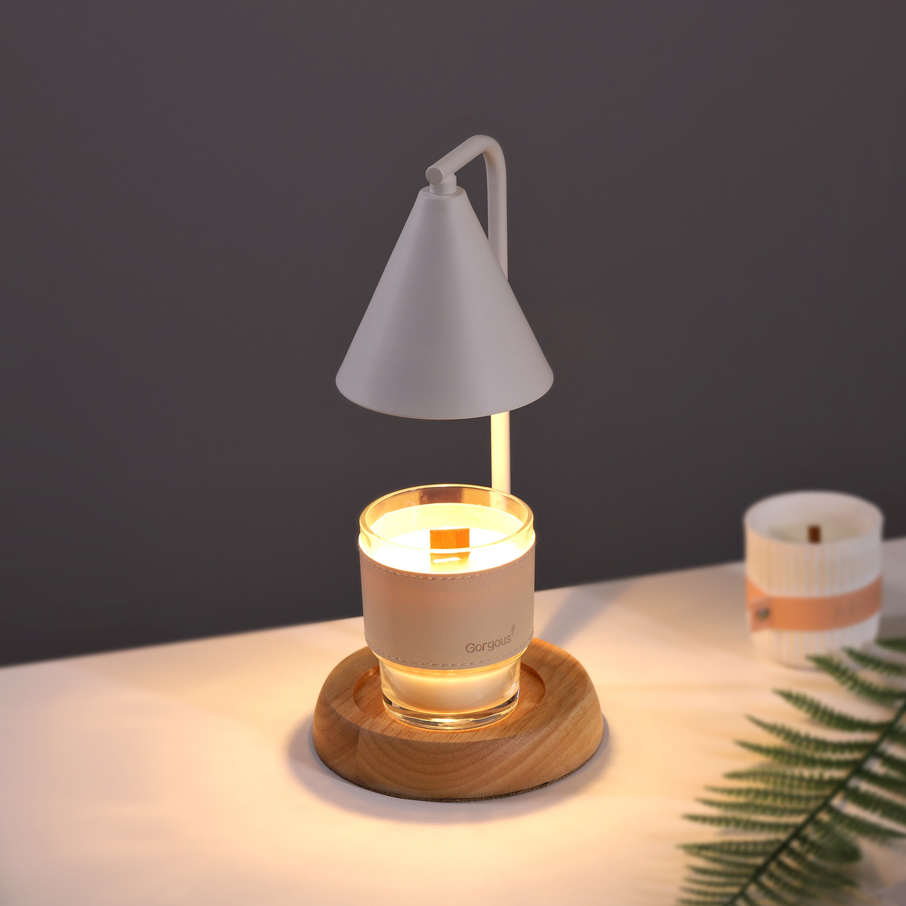 Candle Warmer Lamp With Wood Base, Fit Large and Small Candles and