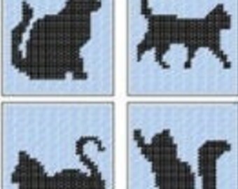 Zwarte kat plastic canvas tissue box cover patroon