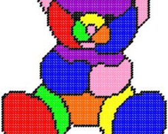 Patchwork Plastic Canvas Bear Pattern