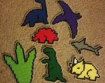 Dinosaurus plastic canvas magneten