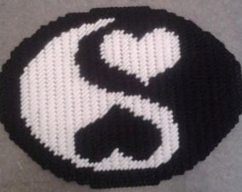 Padrão de lona plástica para pendurar na parede com coração Yin Yang