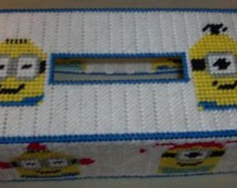Minion geïnspireerde tissue box cover lang plastic canvas patroon