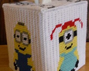 Minion Geïnspireerde Tissue Box Pastic Canvas Patroon Cover