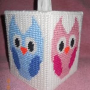 Owl Tissue Box Cover Plastic Canvas Pattern image 1