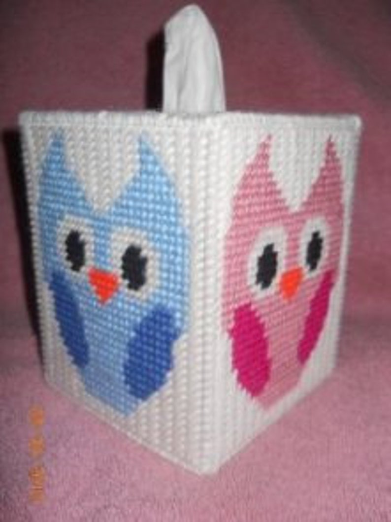 Owl Tissue Box Cover Plastic Canvas Pattern image 1