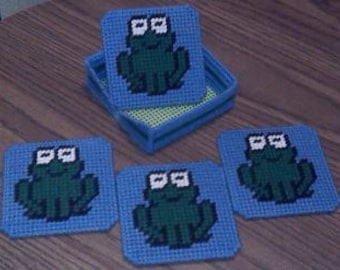Kikker Plastic Canvas Coaster Patroon Set