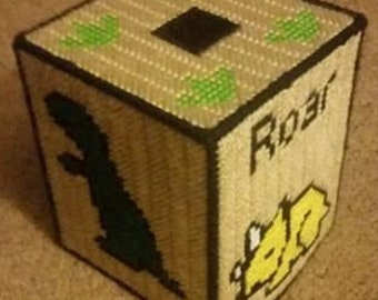 Dinosaurus plastic canvas tissue box cover