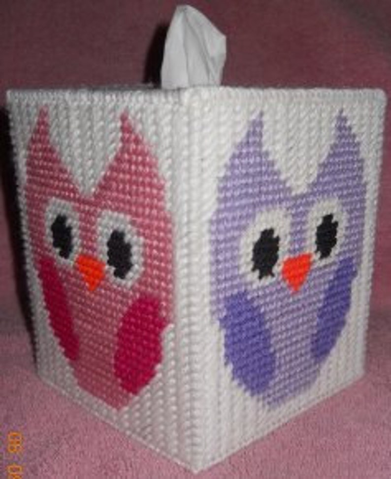 Owl Tissue Box Cover Plastic Canvas Pattern image 3