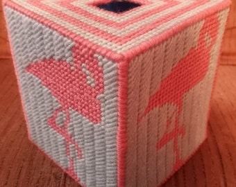 Roze Flamingo Plastic Canvas Tisseuse Box cover Patroon