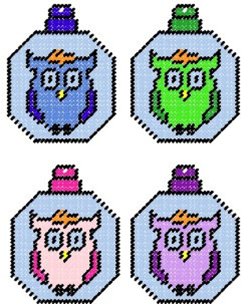 Owl Plastic Canvas Ornament Set Pattern Etsy UK