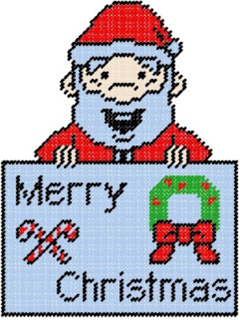 Santa Plastic Canvas Sign Pattern | Etsy