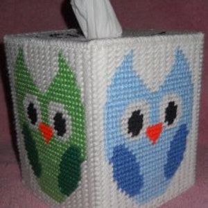 Owl Tissue Box Cover Plastic Canvas Pattern image 2