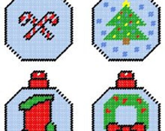 Christmas Plastic Canvas Ornament Set Pattern