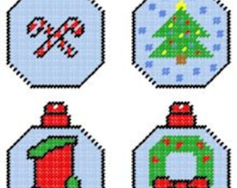 Patrón de conjunto de adornos de lona de plástico navideño
