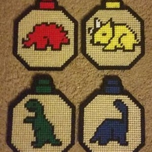 Dinosaur Plastic Canvas Ornament Set