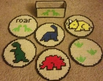 Conjunto de porta-copos de lona de plástico dinossauro