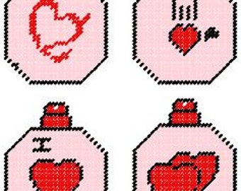 Padrão de conjunto de ornamento de tela de plástico de coração