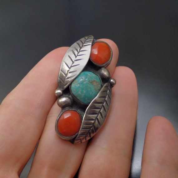 Sale LARGE Vintage NATIVE American Turquoise RING… - image 1