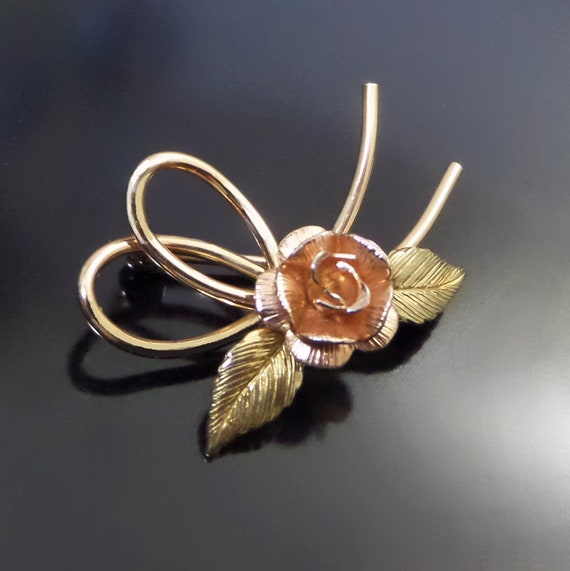 KREMENTZ Tiny Vintage Rose BROOCH - Gold Overlay F